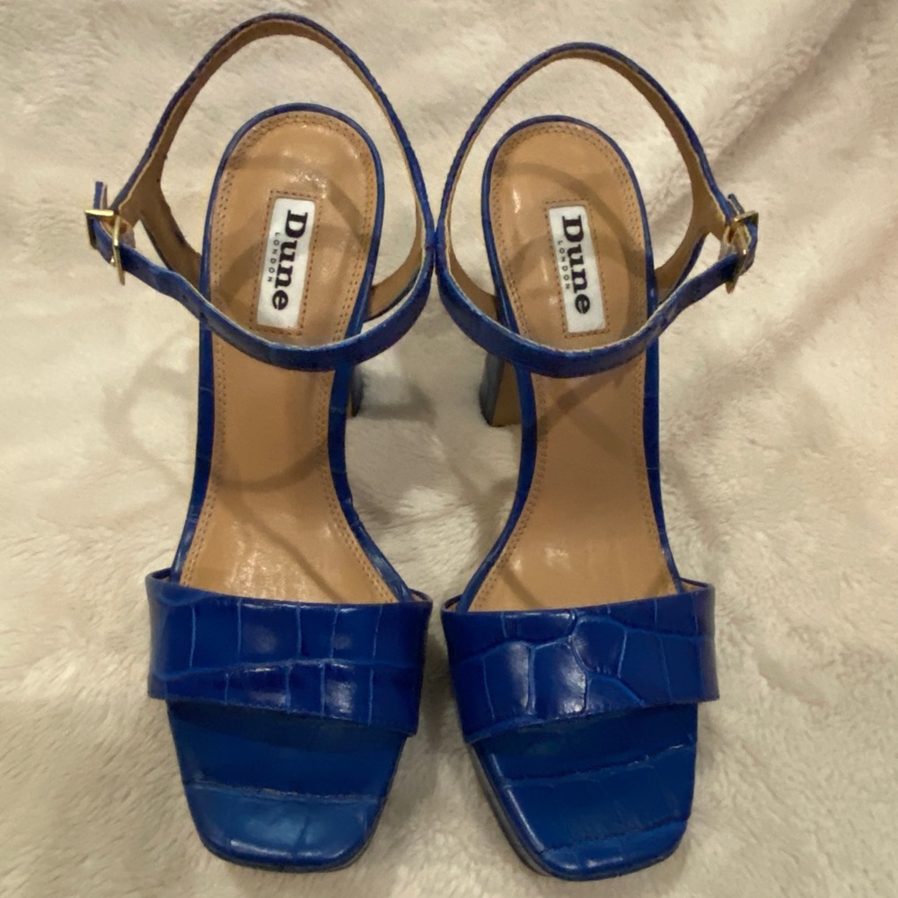 Dune London Matche Crocodile Embossed Leather Platform Dress Sandals Sz 6.5 NWOB - Picture 13 of 16